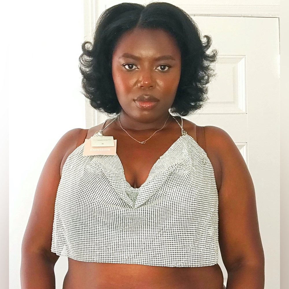 Carli Bybel Chain Mail Cowl Neck In Silver Aaliyah Inspired Chain Top MissGuided